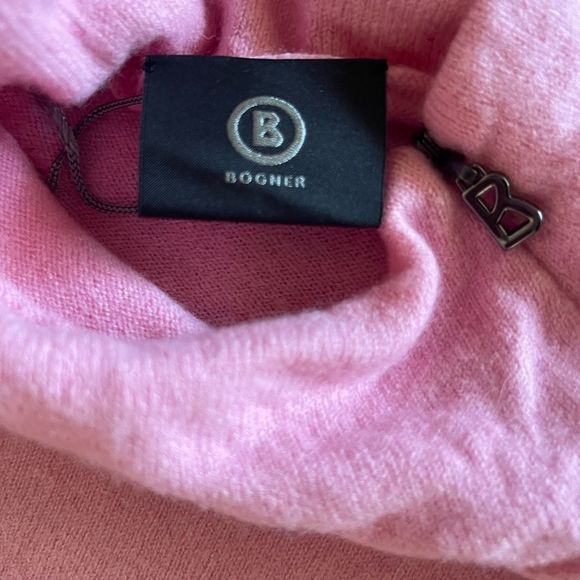 Bogner baby pink 100% virgin wool mock turtleneck sweater sz 6 side neck zipper - Picture 7 of 8